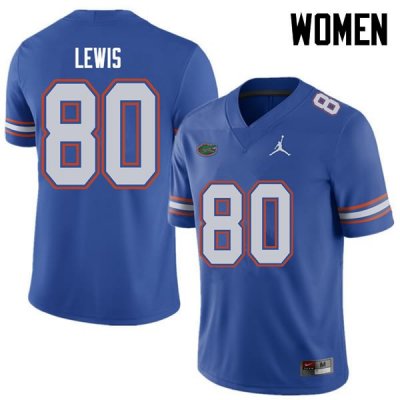 Women's Florida Gators #80 C'yontai Lewis NCAA Jordan Brand Royal Authentic Stitched College Football Jersey NIT8562YR